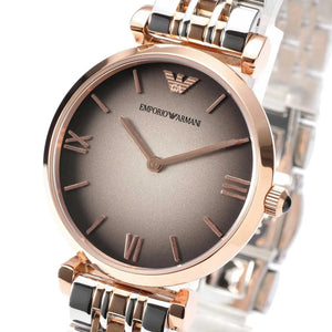 Close-up of Emporio Armani AR1725 rose gold Roman numeral hour markers