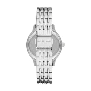 Michael Kors MK4370 Women’s Silver Dial Silver Stainless Steel Crystal MK Logo Watch - Luxury Hub Store