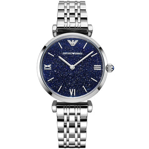 Emporio Armani AR11091 Women’s Blue Dial Silver Stainless Steel Gianni Watch - Luxury Hub Store