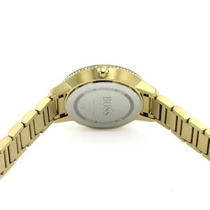 Back case view of Hugo Boss 1502541 watch showing official logo and specs