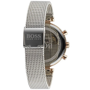 Back case view of Hugo Boss 1502553 watch showing official logo and specs