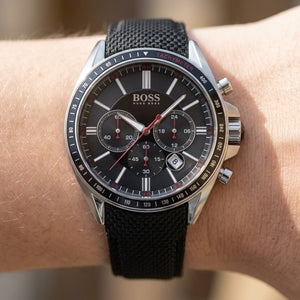 Live wrist shot of Hugo Boss Driver 1513087 men's watch.