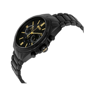 Side profile of Hugo Boss Driver 1513277 showing 12mm thickness and black finish with 50m water resistance