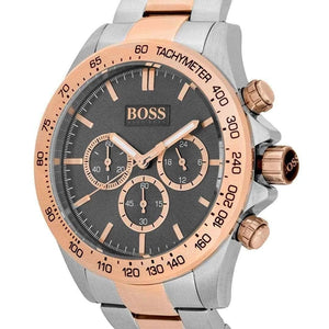 Side profile view of the 12mm thick stainless steel case of the Hugo Boss Ikon