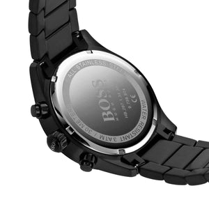 Back view of the Hugo Boss 1513578 watch showing the stainless steel caseback details
