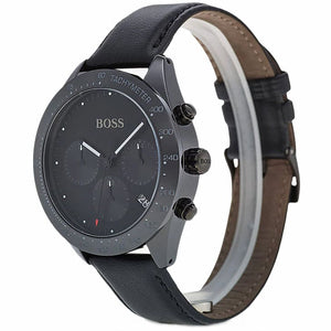 Side profile of Hugo Boss Talent 1513590 showing 11mm thickness and black finish with 50m water resistance