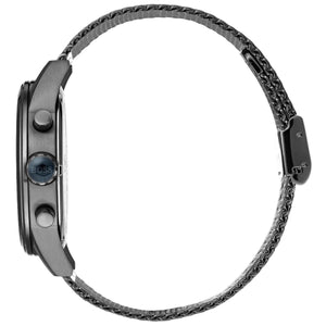 Side view photo of Boss Jet 1513677 showing case thickness, crown design, and chronograph pushers detail from Luxury Hub Store