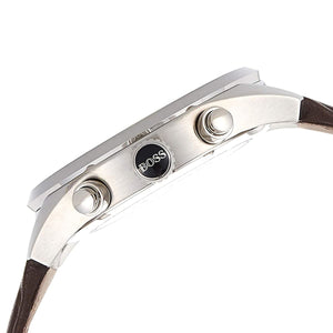 Side profile of Hugo Boss Spirit 1513690 showing 10mm thickness and grey finish with 30m water resistance