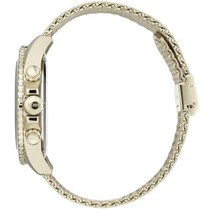 Side profile of Hugo Boss Ocean Edition 1513703 showing 12mm thickness and gold finish with 100m water resistance