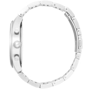 Side profile of Hugo Boss Pioneer 1513713 showing 11mm thickness and silver finish with 50m water resistance