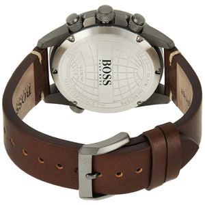 Gray stainless steel buckle clasp on the brown genuine leather strap of the 1513773