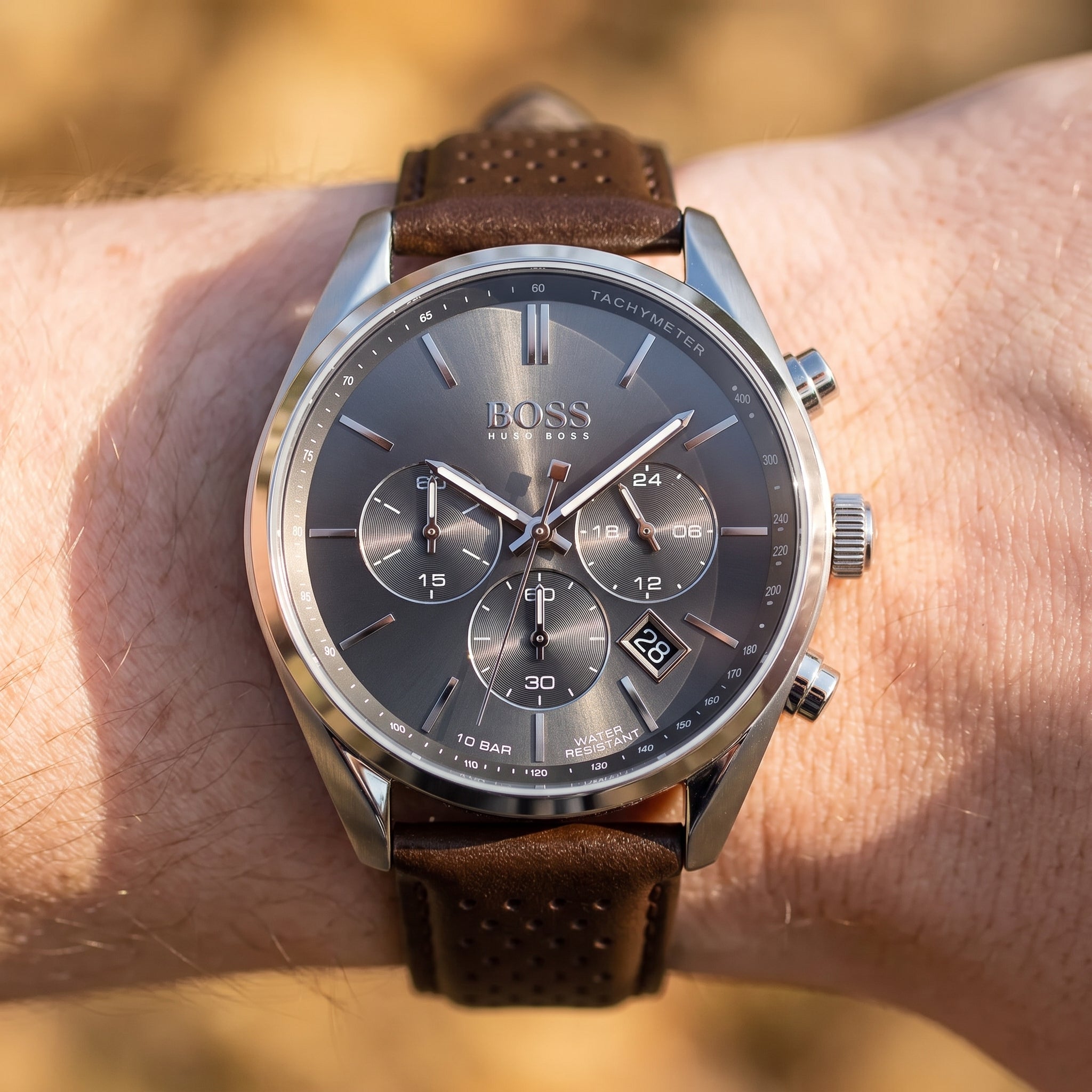 Live wrist shot of Hugo Boss Champion 1513815 men's watch.