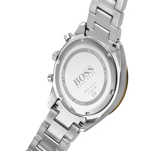 Back view of the Hugo Boss 1513872 watch showing the stainless steel caseback details