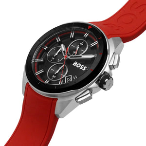 Side profile of Hugo Boss Volane 1513959 showing 11.5mm thickness and black finish with 50m water resistance
