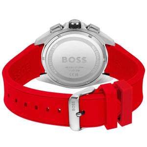Black pin buckle clasp on Hugo Boss Volane 1513959 black dial watch water resistant 50m