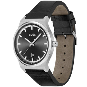 Side profile view showing the case thickness of the Hugo Boss Candor 1514075 watch.