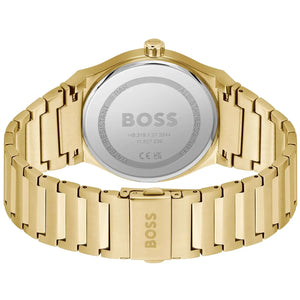 Engraved stainless steel case back of the Hugo Boss Candor 1514077 watch.