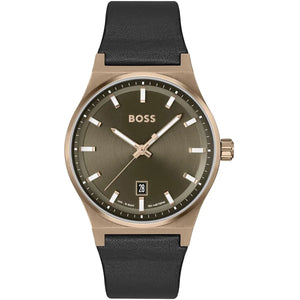 Front view of Hugo Boss Candor 1514080 men's watch on a white background.