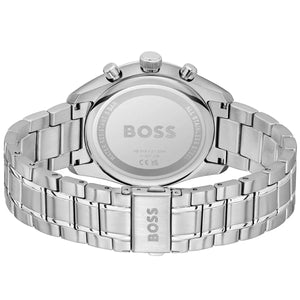 Back view of the Hugo Boss 1514226 watch showing the stainless steel caseback and technical specs