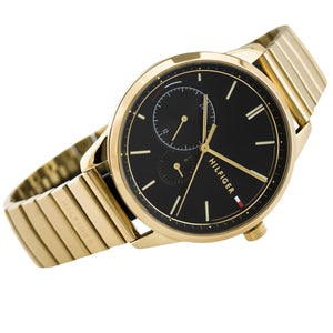 Perspective photo of Tommy Hilfiger 1782019 showing the side profile and gold bracelet finish