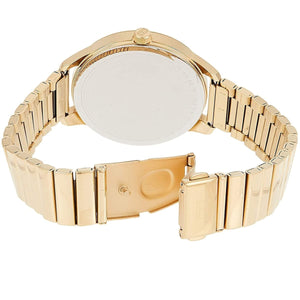 Photo of the gold-tone stainless steel deployment buckle on the Tommy Hilfiger 1782019