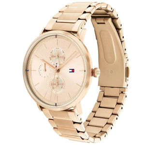 Perspective photo of Tommy Hilfiger 1782296 showing the side profile and rose gold bracelet finish