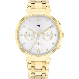 Tommy Hilfiger Ivy 1782344 women's quartz battery watch with silver dial, gold-tone case, gold stainless steel bracelet main view