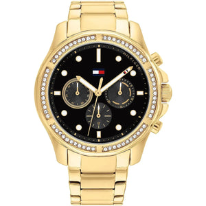 Authentic real-life photo of Tommy Hilfiger 1782570 showing actual gold finish and black dial