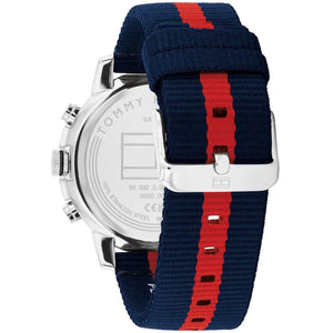 Tommy Hilfiger 1792124 Men’s Chronograph Watch – Blue Dial & Navy-Red Fabric Strap - Luxury Hub Store
