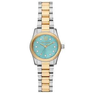 Michael Kors Petite Lexington MK7579 Women's Watch – Turquoise Pavé Dial & Two-Tone Steel Bracelet