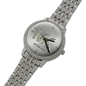 Michael Kors MK4370 Women’s Silver Dial Silver Stainless Steel Crystal MK Logo Watch - Luxury Hub Store