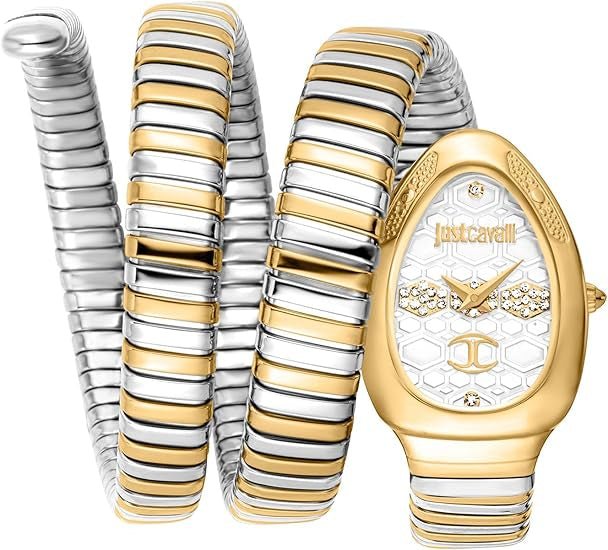 Just Cavalli Signature Snake JC1L232M0055 White Dial Two-Tone Women's Watch
