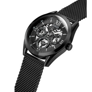 Angled profile of Guess GW0368G3 showing the matte black industrial bezel