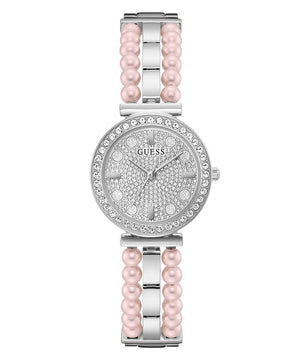 Guess Gala GW0531L1 Women's Watch – Pavé Crystal Dial & Silver Pearl Bracelet