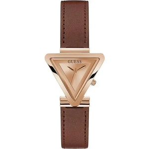 Guess Fame GW0548L2 Women's Three-Hand Watch – Rose Gold Dial & Leather Strap