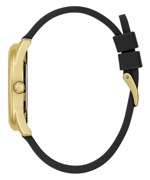 Detailed side view of the gold crown on the Guess GW0665L1