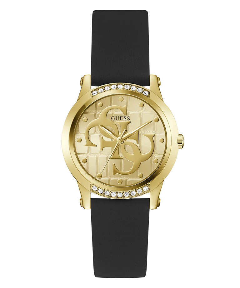 Guess Annette GW0860L1 Women's Watch – Champagne Dial & Black Silicone Strap