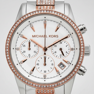 Michael Kors MK6651 Ritz Women’s Silver Dial Two-Tone Stainless Steel Chronograph Watch - Luxury Hub Store