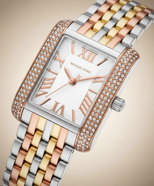 Michael Kors Emery Three-Tone MK4744 Women’s Silver, Gold & Rose Gold Stainless Steel Watch - Luxury Hub Store