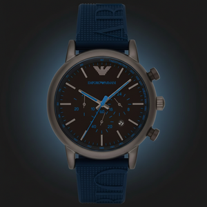 Emporio Armani AR11023 Men’s Black Dial Blue Silicone Strap Chronograph Watch - Luxury Hub Store