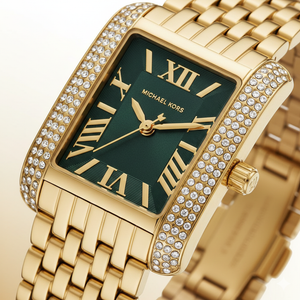 Michael Kors Emery Three MK4742 Women’s Gold Green Dial Stainless Steel Watch - Luxury Hub Store