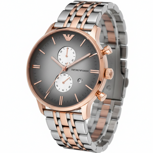 Emporio Armani AR1721 Men’s Grey Dial Two-Tone Stainless Steel Chronograph Watch - Luxury Hub Store