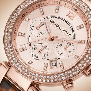 Michael Kors MK5538 Parker Women’s Rose Gold Dial Rose Gold Stainless Steel Chronograph Watch - Luxury Hub Store