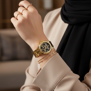 Michael Kors MK7404 Lenox Women’s Black Dial Gold Stainless Steel Watch - Luxury Hub Store