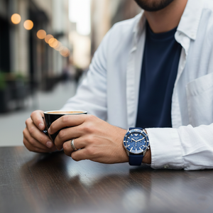 Emporio Armani AR11588 Men’s Blue Dial Fabric Strap Diver Chronograph Watch - Luxury Hub Store