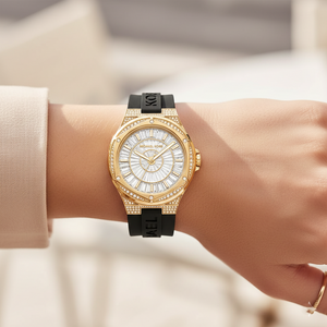 Michael Kors Camille MK7247 Women’s Gold Crystal Silicone Multi-Function Watch - Luxury Hub Store