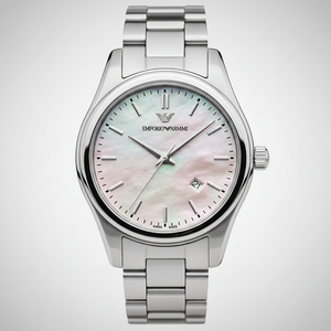 Emporio Armani AR11557 Women’s Mother of Pearl Dial Stainless Steel Federica Watch - Luxury Hub Store