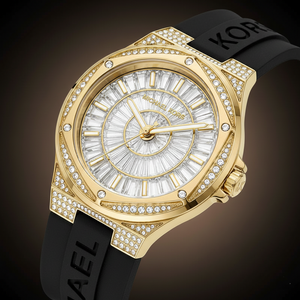 Michael Kors Camille MK7247 Women’s Gold Crystal Silicone Multi-Function Watch - Luxury Hub Store