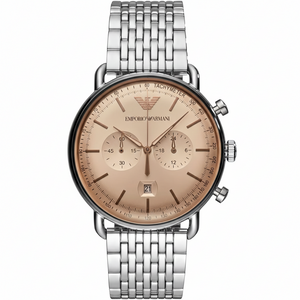 Emporio Armani AR11239 Men’s Champagne Dial Stainless Steel Aviator Watch - Luxury Hub Store