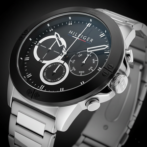 Tommy Hilfiger Harley 1791890 Men’s Black Dial Silver Metal Multi-Function Watch - Luxury Hub Store
